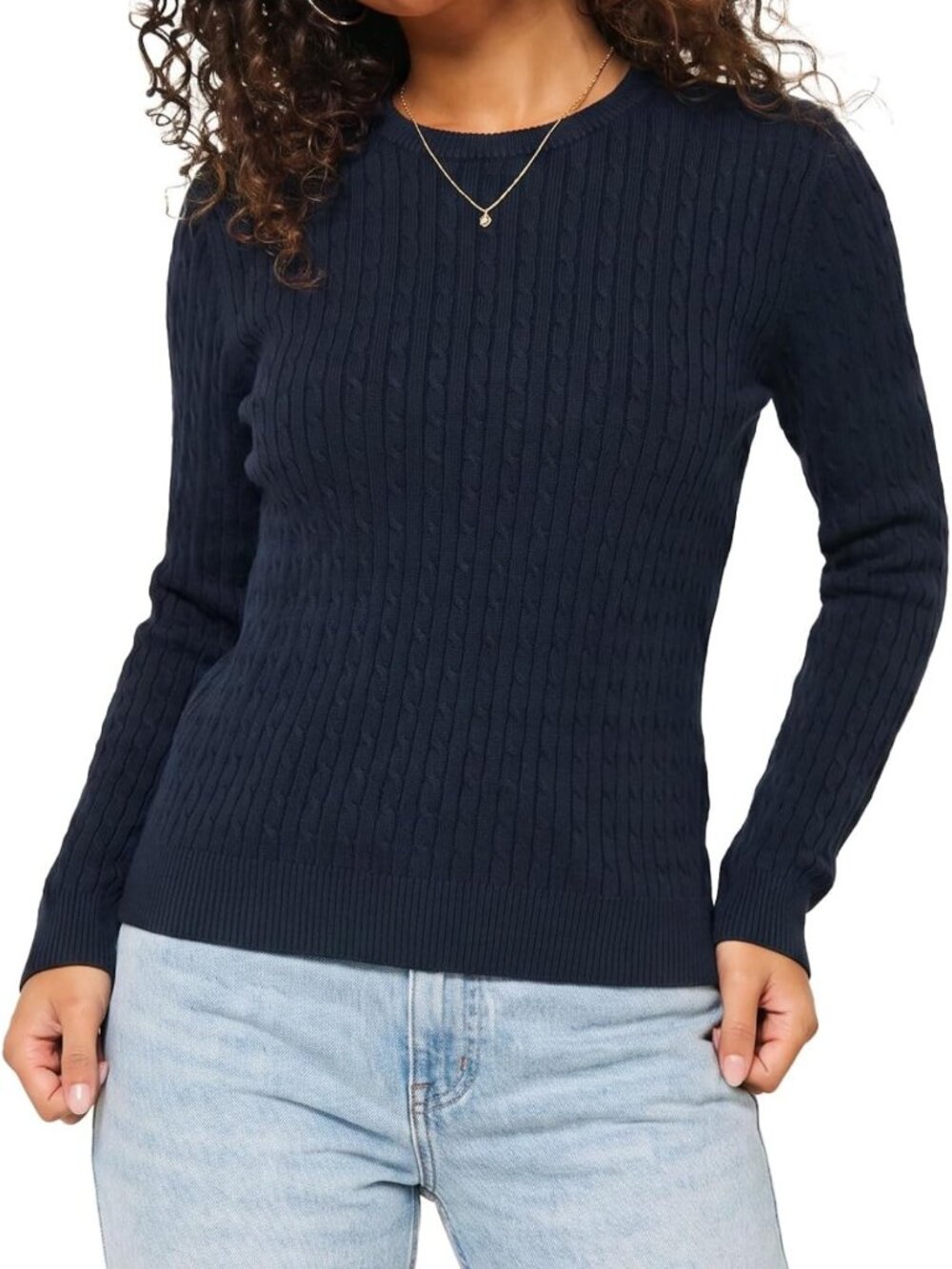 Cozy Cable Knit Long Sleeve Sweater Pullover for Women - Lightweight & Stylish